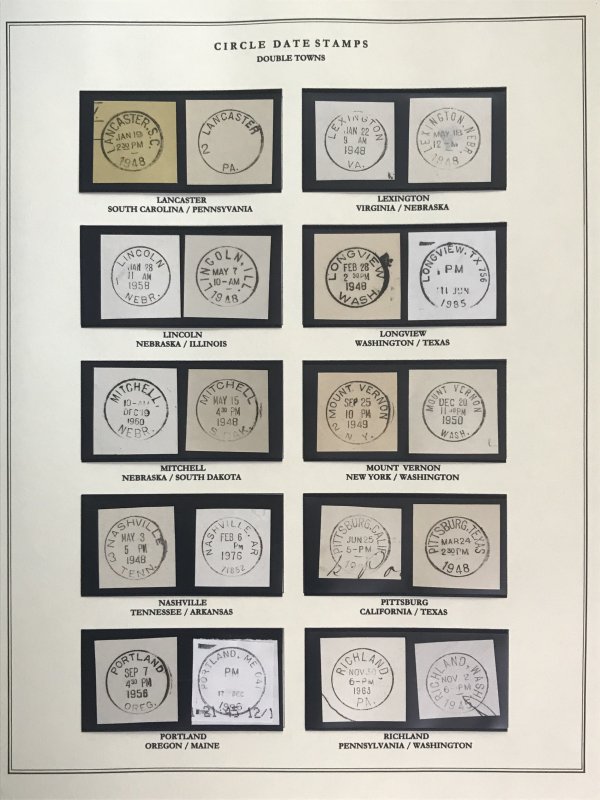 US Circular Date Stamp Collection (Odd/Boys/Girls/Double Town/Port/City/State)