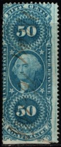 1861-1872 U.S. Revenue Scott #- R54c 50 Cents George Washington Conveyance