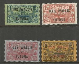 WALLIS & FUTUNA 25-28  MINT HINGED, NOS. 113, 115-116 OVPTD IN RED OR BLK