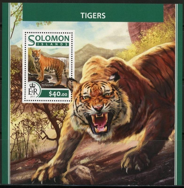 SOLOMON ISLANDS 2017 TIGERS   SOUVENIR SHEET  MINT NH