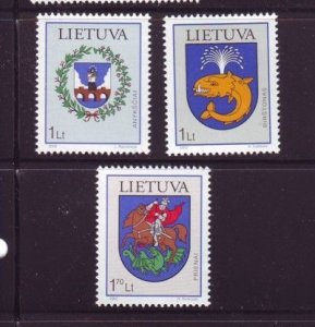 Lithuania Sc 716-718 2002 Coats of Arms stamp set mint NH