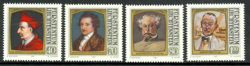 LIECHTENSTEIN 1981 FAMOUS VISITORS Set Sc 722-725 MNH