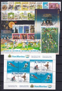 1994 - SAN MARINO - Complete year set - Scott #1293-1322 - Used