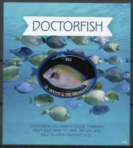 St Vincent & Grenadines Fish Stamps 2019 MNH Doctorfish Fishes Marine 1v S/S