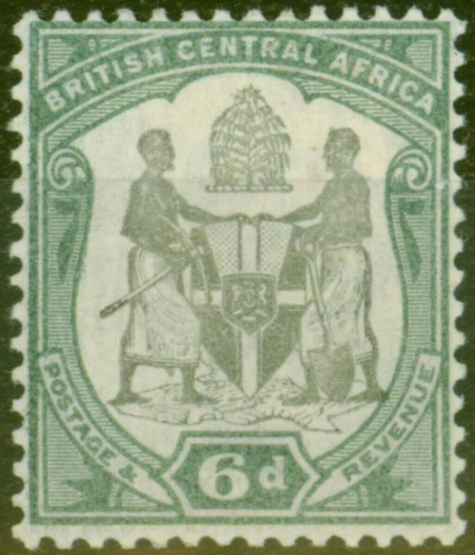 BCA Nyasaland 1897 6d Black & Green SG46 Fine Mtd Mint 
