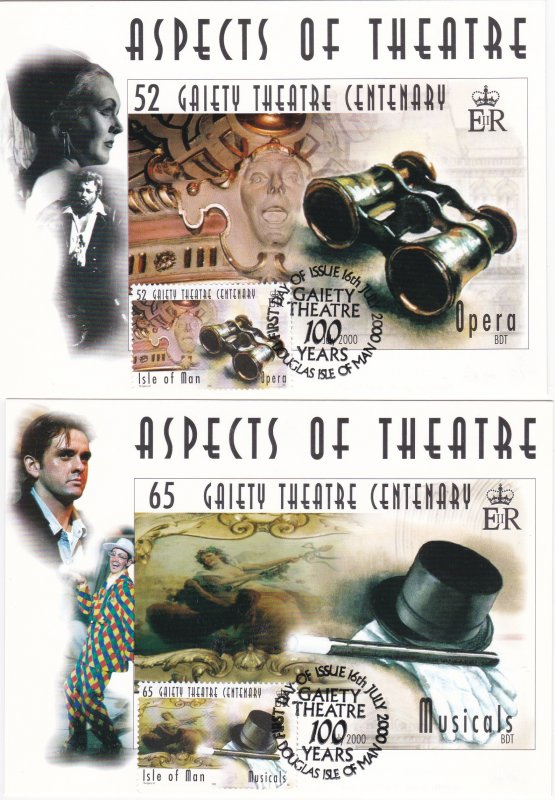 Isle of Man # 866-871, Gaiety Theatre, Maxi Cards, with First Day Cancels