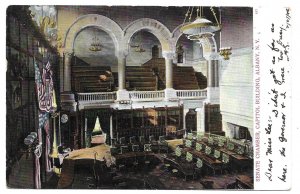 Albany to Troy, New York 1906 Undivided Back Post Card: Senate Chamber, Capitol