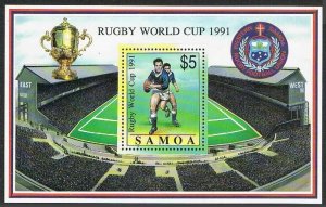 Samoa 792 sheet,MNH.Michel Bl.49. Rugby World Cup,1991.