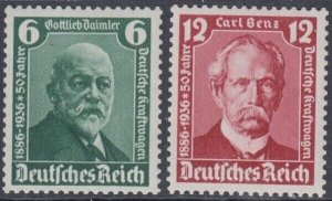 GERMANY Sc # 470-1 CPL MNH SET of 2 - 50th ANN of the AUTOMOBILE w/DAIMLER/BENZ