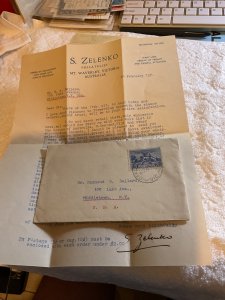 AUSTRALIA.1937-ZELENKO,PHILATELIST,VICTORIA,AUSTRALIA TO N.YORK.COVER & LETTER.