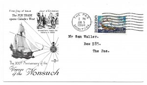 Canada Voyage of the Nonsuch, Scott 482, Rose Craft cachet 1968 FDC pm'd...