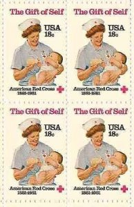 1981 American Red Cross Block of 4 18c Postage Stamps, Sc#1910, MNH, OG