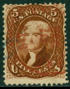 EDW1949SELL : USA 1862 Scott #75 Used. Sharp impression. PSAG Cert. Catalog $510