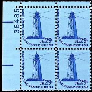 US Scott # 1605 MNH Plate Block Sandy Hook Lighthouse, N.J.

