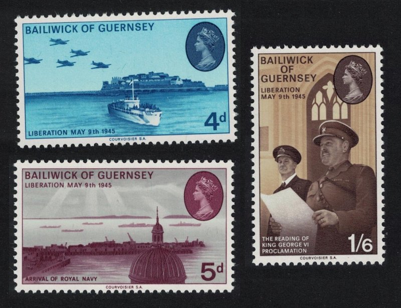 Guernsey 25th Anniversary of Liberation Warships Aviation 3v SG#33-35