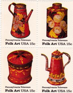 Scott # 1775-1778 15 cent American Folk Art - Toleware - MNH - 1979