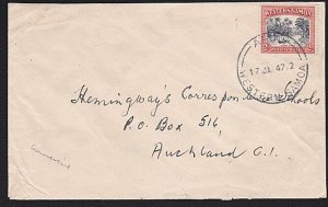 SAMOA 1947 2d on cover Apia to New Zealand.................................A8592