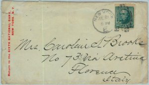 91348 - UNITED STATES USA - POSTAL HISTORY - EARLY Cover from NEW YORK  1891