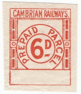 (I.B) Cambrian Railways : Prepaid Parcel 6d (die proof)