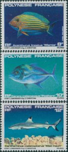 French Polynesia 1983 Sc#373-375,SG386-388 Fish set MLH