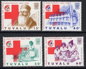 TUVALU SG518/21 1988 125TH ANNIV OF INTERNATIONAL RED CROSS MNH