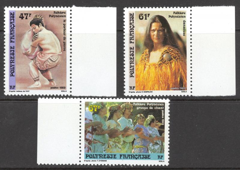 French Polynesia Sc# 512-514 MNH 1989 47fr-67fr Polynesian Folklore