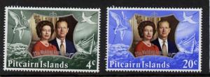 Pitcairn Islands 127-8 MNH Queen Elizabeth Silver Wedding, Birds, Longboat