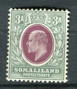 SOMALILAND; 1904 early Ed VII issue fine Mint hinged 3a. value