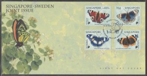 1999 Singapore-Sweden Joint Issue - Butterflies FDC SG#999-1002