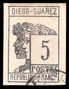 MOMEN: FRENCH COLONIES DIEGO SUAREZ SC #7 USED SIGNED BRUN VF LOT #66057