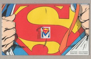 SUPERMAN = Comic book Hero = single COIL stamp FDC, OFDC, Canada 2013