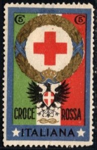 1914 Italy WW I Charity Poster Stamp 5 Centesimos Italian Red Cross Unused