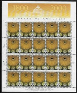 US #3390, 33c Library of Congress, Sheet, VF mint never hinged, fresh   STOCK...