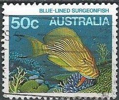 Australia 912 (used) 50c blue-lined surgeonfish