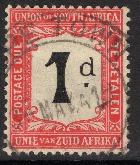 SOUTH AFRICA SGD2 1915 1d BLACK & SCARLET USED