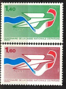 France 1981 100 Years of Postal Savings Bank set of 2 MNH