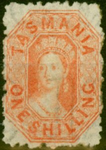 Tasmania 1865 1s Vermilion SG77 Fine Mtd Mint