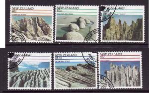 New Zealand-Sc#1038-43-used set-Rock Formations-1991-