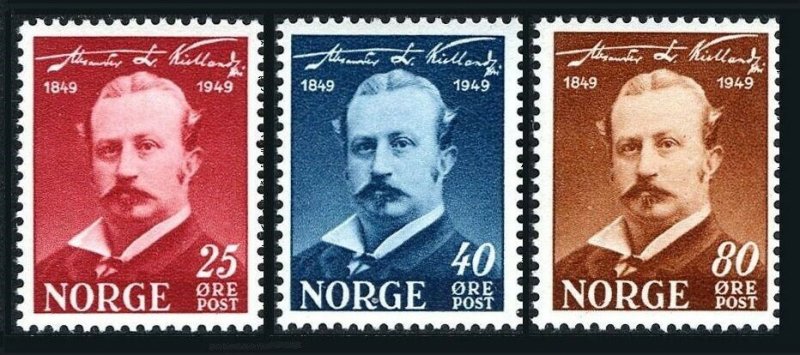 Norway 295-297, lightly hinged. Michel 340-342. Alexander Kielland, author.1949.