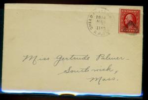 406 Used On Cover Shelb Falls N Hanover 1914 RPO EstVal$35+