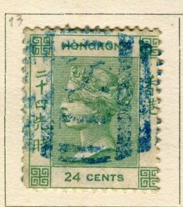 HONG KONG; 1863 early classic QV Crown CC issue used 24c. value