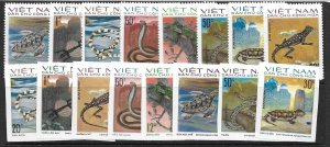 North Viet Nam Sc 790-7 NH perf & imperf issue of 1975 - REPTILES