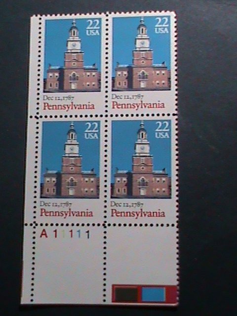 ​UNITED STATES -1987 SC#2337 PENNSYLVANIA LIBERTY HALL-MNH PLATE BLOCK OF 4 VF