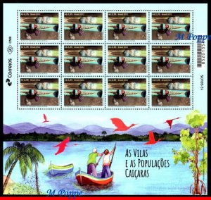 22-10 BRAZIL 2022 VILLAGES AND CAIÇARA POPULATIONS, FISH, BOATS, BIRDS,SHEET MNH