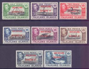 Falkland Is South Shetlands Scott 5L1/5L8 - SG D1/D8, 1944 George VI Set MH*