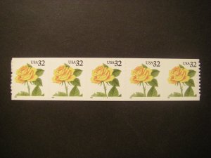 Scott 3054, 32c Yellow Rose, PNC5 #1111, MNH Coil Beauty