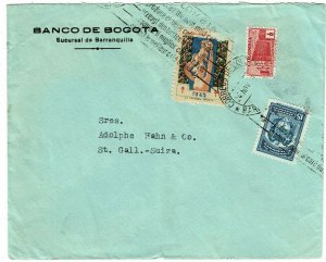 Colombia 1942 Barranquilla cancel on cover to Switzerland, censored