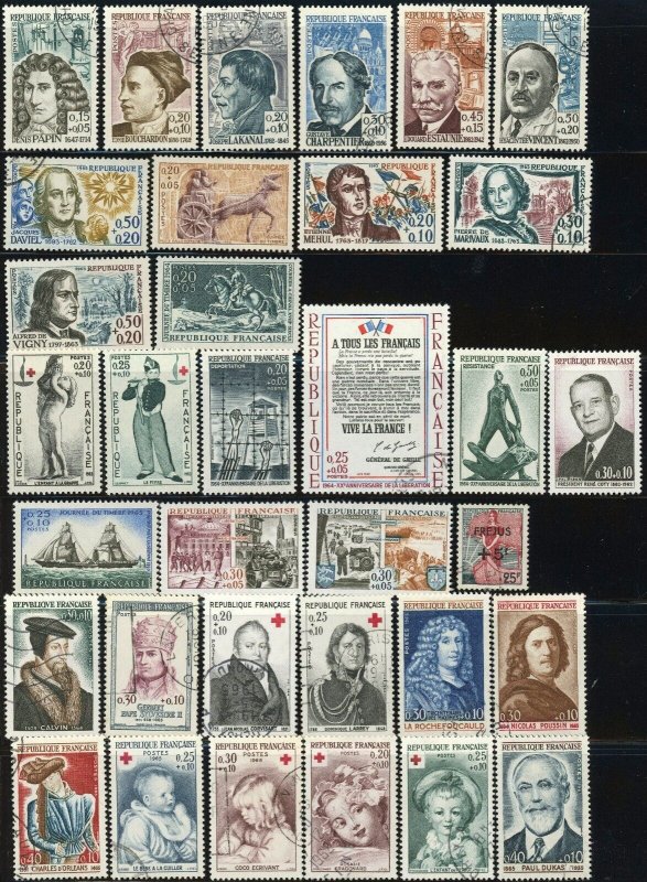 France #B329-B393 Semi-Postal Stamp Collection Europe 1959-1965 Used Mint 