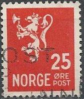 Norway 197A (used) 25ø lion rampant, scarlet (1946)