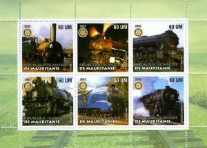 Mauritania 2002 TRAINS & LOCOMOTIVES Sheet (6) Perforated Mint (NH)